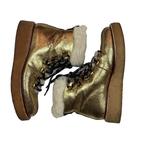J Crew Gold Metallic Faux Fur Winter Boots AE 998 - Picture 7 of 15